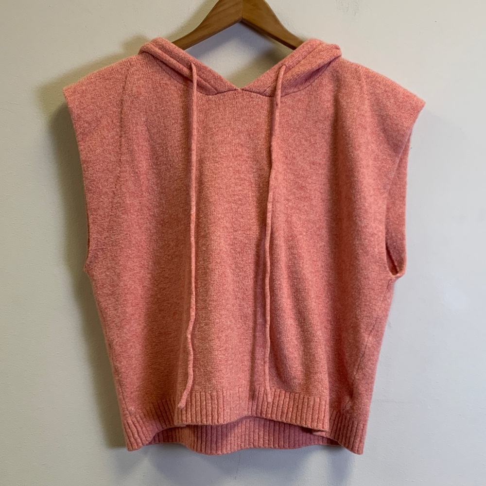 Sleeveless Pink Hoodie Tank Top - Soft Knit Women’s Top